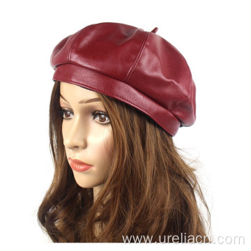 PU leather waterproof beret